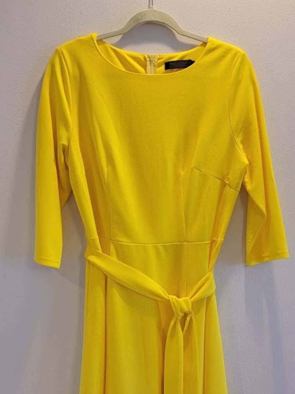 Yellow Dress Maxi Belted by Dress Tells Fit Flare Size XL.